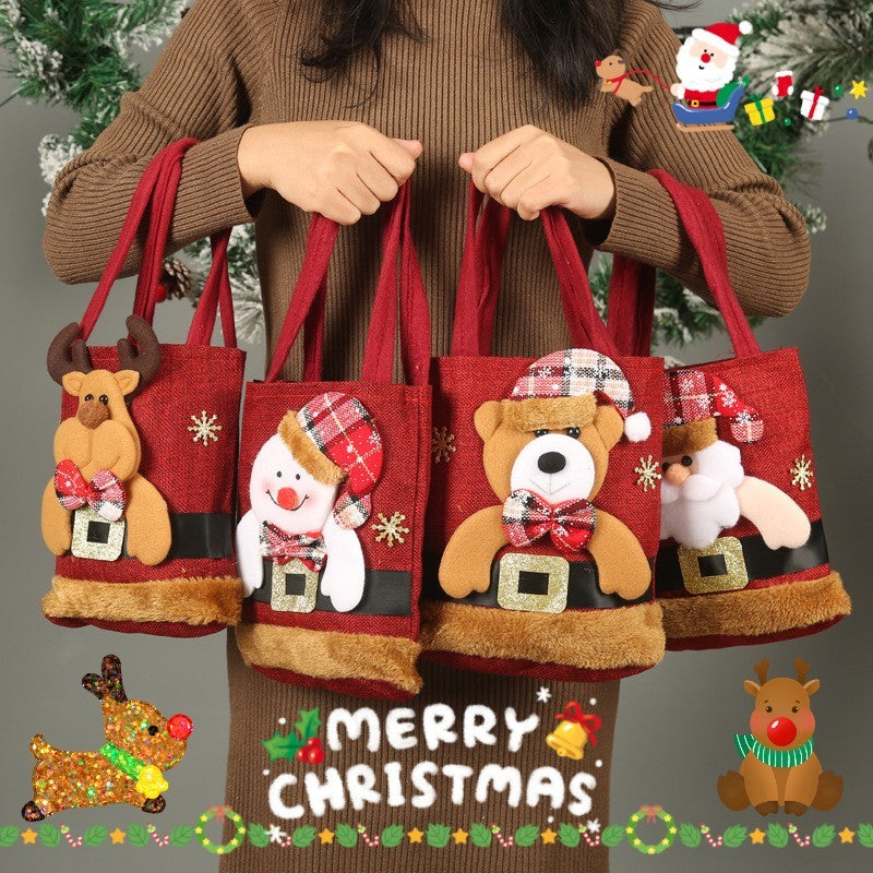 Christmas Candy Gift Tote Bag For Kids Funny Creative Santa Claus Elk Snowman Bear Handbag Small Christmas Tree Decoration Bags Christmas Candy Gift Tote Bag For Kids Funny Creative Santa Claus Elk Snowman Bear Handbag Small Christmas Tree Decoration Bags